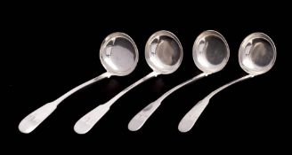 A set of four George IV/William IV Scottish provincial silver toddy ladles, maker Alexander Cameron,