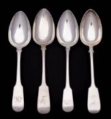 A Victorian provincial silver Fiddle pattern tablespoon, maker James & Josiah Williams, Exeter,