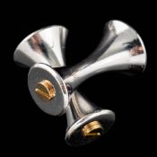 WITHDRAWN Cartier, Santos, a pair of silver cufflinks,: the polished cufflinks signed Cartier,