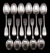 A set of eleven Edward VII silver Fiddle pattern teaspoons , maker John Round & Son Ltd, Sheffield,