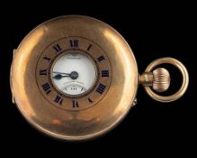 Rotherhams, London, a 9 carat gold pocket watch,: the white enamel dial with black Roman numerals,