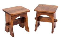 A pair of Victorian walnut stools, second half 19th century,: possibly coffin stools,