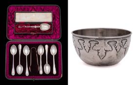 A George V silver sugar basin, maker Walker & Hall, Sheffield, 1923: of circular outline,