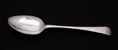 A George III Channel Islands silver Old English pattern tablespoon, maker Jacques Quesnel I,