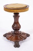 A William IV carved rosewood and upholstered piano stool, circa 1835,