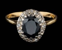 A sapphire and diamond ring,