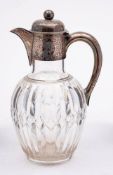 A Victorian clear glass and silver mounted claret jug, maker Martin, Hall & Co, Sheffield,