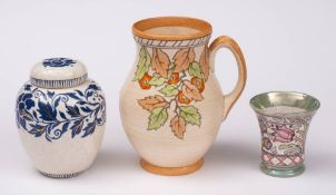 Three pieces of Charlotte Rhead pottery: comprising an A. G.