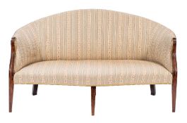 A George III mahogany and upholstered sofa in Hepplewhite taste, late 18th century,