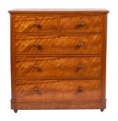 A Victorian satin birch chest of drawers, last quarter 19th century,