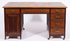 A mahogany and leather inset pedestal desk, early 20th century,