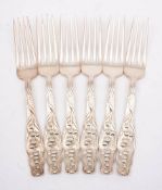 A set of six Sterling silver dessert forks,
