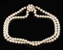 A cultured pearl choker by Mikimoto,