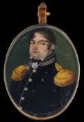 French School Circa 1820- A miniature portrait of a naval officer,