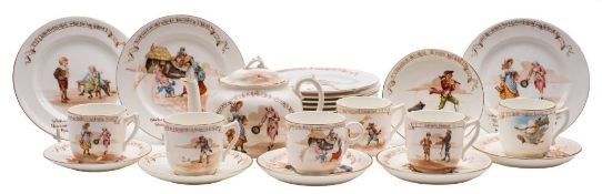 A Royal Doulton 'Nursery Rhymes' porcelain part tea service: decorated with rhymes,