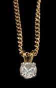 A diamond pendant,: the brilliant cut diamond, estimated to weigh 0.