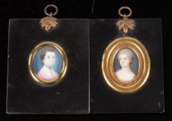 English School late 18th Century- A miniature portrait of a lady said to be Lucretia Mills [b.