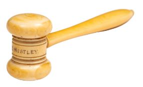 An ivory launch mallet for the Royal Navy Hunt-class minesweeper HMS 'Mistley': with turned head