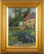 Ernest Higgins Rigg [1868-1947]- Washing Day; a sunlit cottage garden,