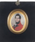 English School Circa 1830- A miniature portrait of an Officer of The Royal Staff Corps,