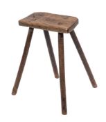 A primitive Victorian oak stool, second half 19th century,