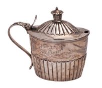 A Victorian silver mustard pot and cover, maker Joseph, Albert, Horace and Ethelbert Savory, London,