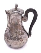 A 19th century French hot water jug, stamped marks: of baluster form,