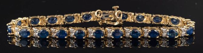 A sapphire and diamond bracelet,