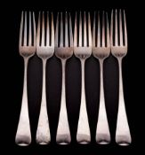A set of six George III silver table forks, maker Christopher & Thomas Barker, London,