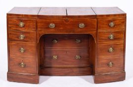 A George III mahogany bowfront dressing table and enclosed wash stand, early 19th century,