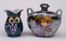 Two Wood & Sons Bursley Ware vases: comprising a two handled vase of shouldered form tube lined in