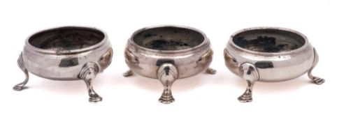 A pair of George II cauldron salts, maker Fuller White, London,