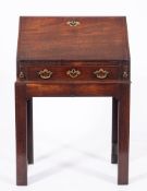 A George II mahogany bureau on stand, mid 18th century and later adapted,