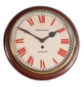 Barkaway, London a round wall clock with unusual red numerals: the eight-day duration,