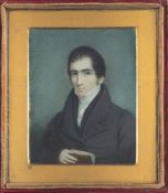 English School Circa 1840- A miniature portrait of a lady, bust-length,
