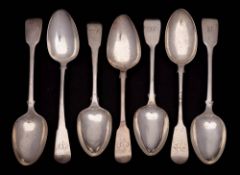 A pair of Victorian provincial silver Fiddle pattern tablespoons, maker William Rawlings Sobey,