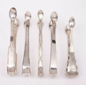 A pair of George III silver sugar tongs, maker Peter and Ann Bateman, London, 1795: monogrammed,