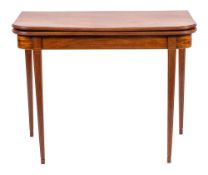 A pair of George III mahogany and line inlaid tea tables, circa 1785,