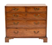 A George III mahogany and sycamore strung chest of drawers, circa 1770,