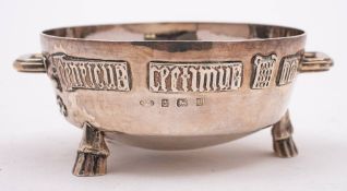 A George v hammered silver twin handled sugar basin, maker Albert Edward Jones, Birmingham,