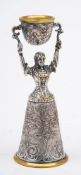 A silver plated wedding wager cup, stamped Leykauf, Nurnburg: of traditional design, 13.25cm high.