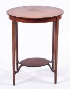 An Edwardian mahogany and sycamore strung oval occasional table, early 20th century,
