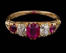A ruby and diamond ring,