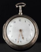 A Georgian silver pair-cased pocket watch: the movement having a lever escapement with plain steel