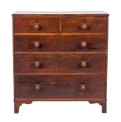 A Victorian oak and mahogany chest of drawers, third quarter 19th century,