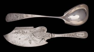 An American Sterling silver soup ladle, stamped Sterling: , initialled and dated,