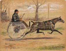 Charles E Gatehouse [1866-1952]- John Hargreaves, MFH, in horse carriage,:- signed and inscribed,