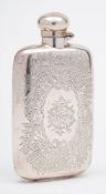 A Victorian silver hip flask, maker's mark worn, Sheffield, 1893: monogrammed,