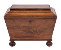 A Regency mahogany cellaret, circa 1815,: of sarcophagus form,
