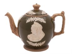 A Copeland late Spode Queen Victoria Diamond Jubilee 1897 pottery teapot and cover: with crown